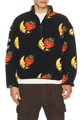 The North Face x Sky High Farm Fleece 1/2 Zip in TNF Black Strawberry Moon Print - Black. Size S (also in M, L, XL/1X).