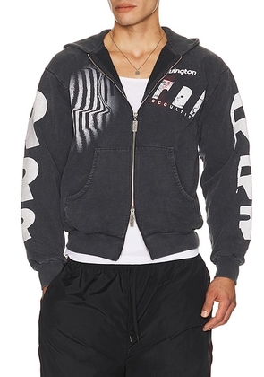 RRR123 Apocrypha Pious Zip Hoodie in Mechanic Black - Charcoal. Size M (also in L, XL/1X).