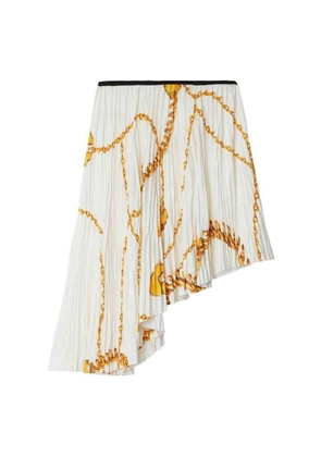 Burberry White Chain-print Asymmetric Skirt