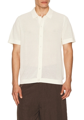 Onia Crochet Knit Button Up Shirt in Egret - Cream. Size S (also in L, M, XL/1X).