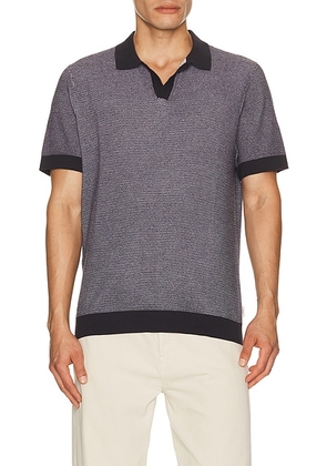 Onia Textured Johnny Polo in Midnight & White - Navy. Size S (also in L, M, XL/1X).