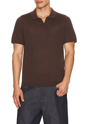 Onia Extra Fine Merino Wool Johnny Polo in Espresso - Chocolate. Size S (also in L, M, XL/1X).