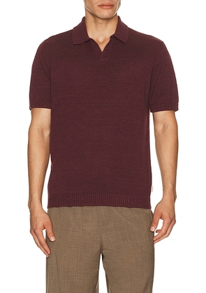 Onia Silk Linen Johnny Polo in Port Wine - Wine. Size S (also in L, M, XL/1X).