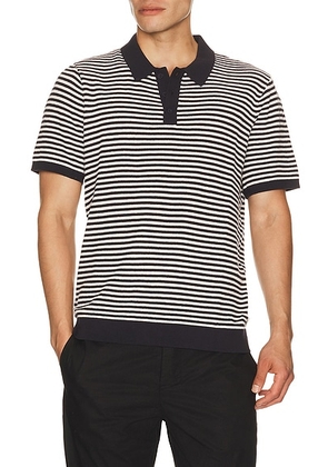 Onia Textured Knit Polo in Midnight & Egret - Navy,White. Size S (also in L, M, XL/1X).