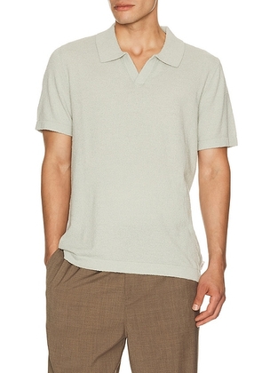 Onia Bouckle Knit Johnny Polo in Muted Sage - Sage. Size S (also in L, M, XL/1X).