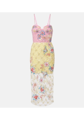 La Fuori Embellished floral cocktail dress