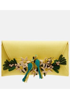 Aquazzura Birdsong Small raffia clutch