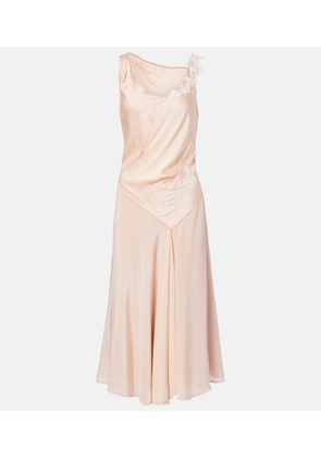 Victoria Beckham Lace-trimmed crepe satin midi dress