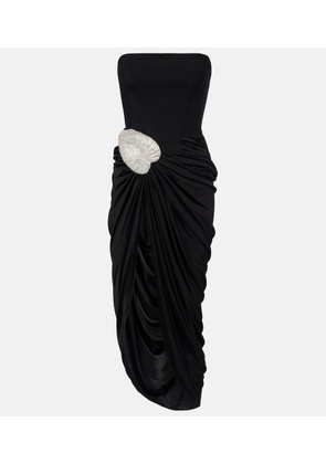 David Koma Embellished draped wool-blend corset dress