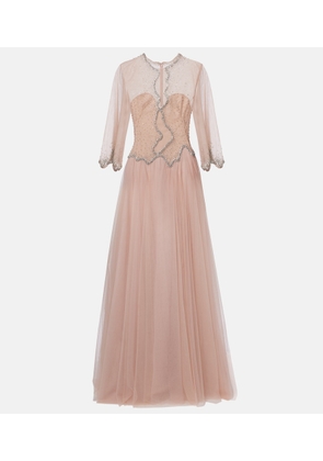 Costarellos Evanna embellished tulle gown