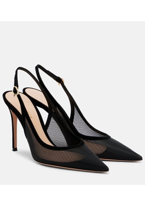 Gianvito Rossi Suede-trimmed slingback pumps