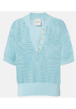 Varley Callie open-knit cotton polo sweater