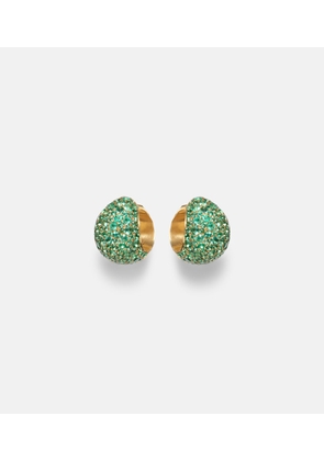 Octavia Elizabeth Icon Poppy 18kt gold hoop earrings with emeralds