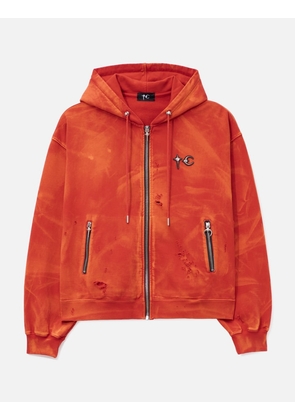 Two Tone Washed Zip-Up Hoodie