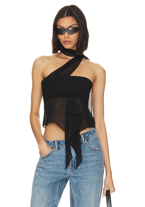 GUIZIO Chiffon Wrap Around Top in Black. Size M. Also in L.