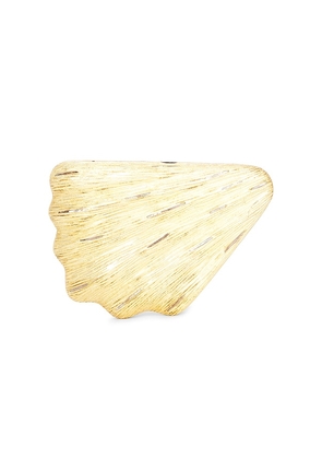 Emm Kuo Saline Fan Shaped Evening Clutch in Metallic Gold.