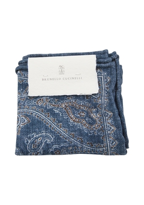 Brunello Cucinelli Blue Silk Pocket Square