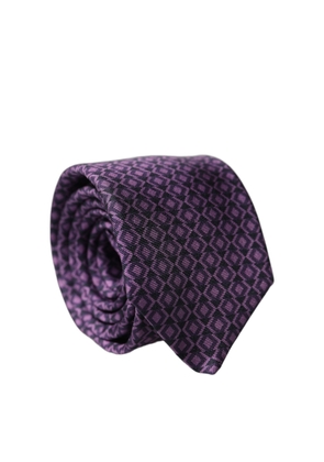 Dolce & Gabbana Purple Patterned 100% Silk Adjustable Men Necktie Tie
