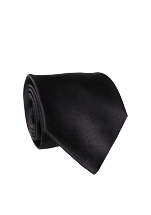 Dolce & Gabbana Brown Logo Embroidery Silk Adjustable Men Necktie Tie