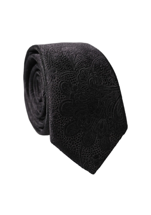 Dolce & Gabbana Black Floral Brocade Silk Adjustable Men Tied Necktie Tie