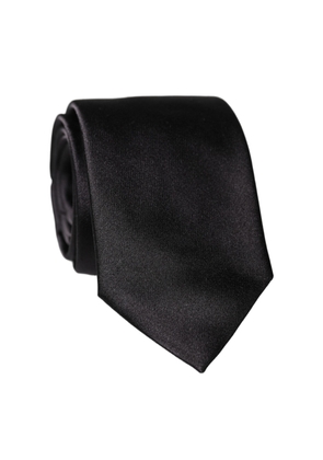 Dolce & Gabbana Black Solid 100% Silk Adjustable Men Tied Necktie Tie