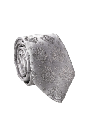 Dolce & Gabbana Silver Gray Paisley Silk Adjustable Men Tied Necktie Tie