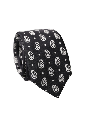Dolce & Gabbana Black Paisley 100% Silk Adjustable Men Tied Necktie Tie