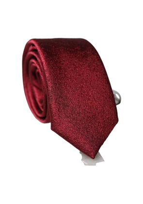Dolce & Gabbana Burgundy Solid Silk Adjustable Men Tied Necktie Tie