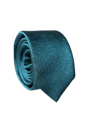 Dolce & Gabbana Deep Teal Solid Silk Adjustable Men Tied Necktie Tie
