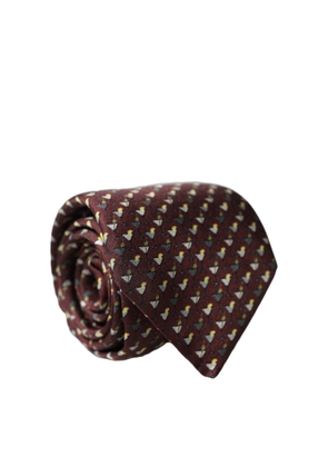 Dolce & Gabbana Burgundy Geometric Silk Adjustable Men Tied Necktie Tie