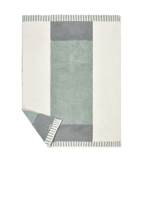 Barefoot Dreams Cozychic Cova Center Stripe Stroller Blanket in Sage,Beige.