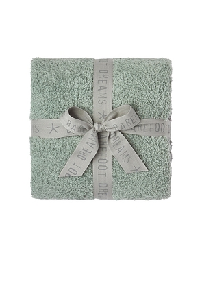 Barefoot Dreams Cozychic Cova Center Stripe Stroller Blanket in Sage,Beige.