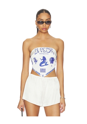 Di Petsa Gorgona Bandeau Top in White,Blue. Size XS. Also in S, M, L.
