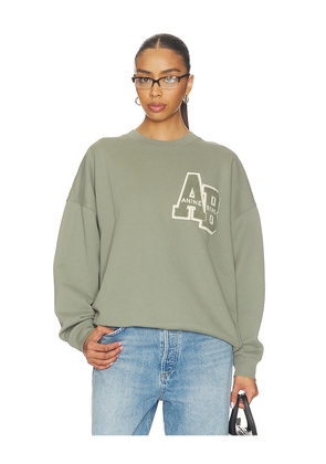 ANINE BING Miles Letternan Sweatshirt in Sage. Size XS. Also in L, M, S.