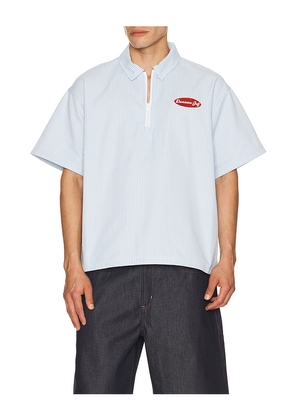 Devereux Golf The Mechanic Quarter Zip Shirt in Baby Blue,White. Size S. Also in M, L, XL/1X.