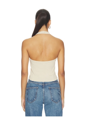 NILI LOTAN Britt Halter Top in Beige. Size XS. Also in S, M, L.