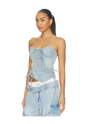MARRKNULL Asymmetrical Lace-Up Corset in Blue. Size XS. Also in L, M, S.