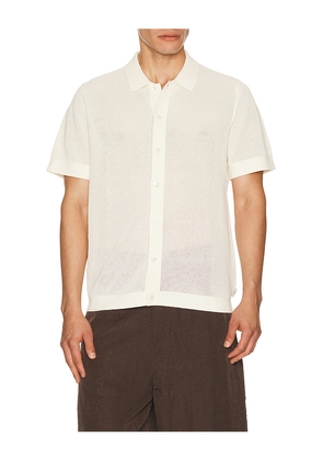 onia Crochet Knit Button Up Shirt in Cream. Size S. Also in M, L, XL/1X.