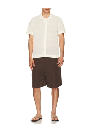 onia Crochet Knit Button Up Shirt in Cream. Size S. Also in L, M, XL/1X.