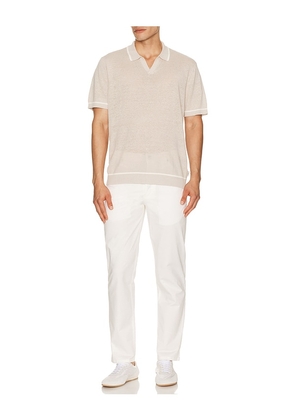 onia Linen Johnny Collar Polo in Neutral. Size S. Also in L.