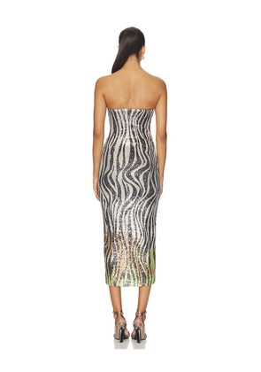 Le Superbe Hidden Tiger Tube Dress in Metallic Neutral,Black. Size XS. Also in S, M.