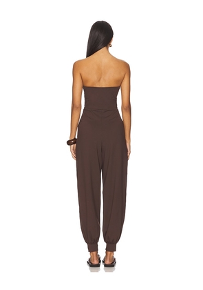 Susana Monaco Strapless Cuffed Ankle Jumpsuit in Brown. Size S. Also in M, L, XL.