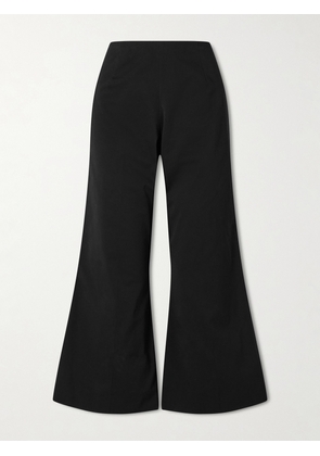 KHAITE - Walter Cotton And Silk-blend Flared Pants - Black - US0,US2,US4,US6,US8,US10,US12