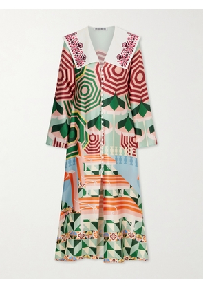 Cristiano Marcheli - Sofia Printed Silk-blend Satin Midi Dress - Multi - x small,small,medium,large,x large