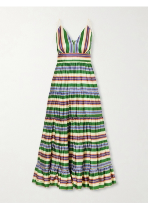 Cristiano Marcheli - Allegra Tiered Striped Silk-blend Maxi Dress - Multi - x small,small,medium,large,x large