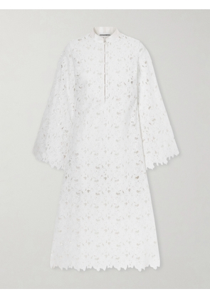Cristiano Marcheli - Eleonora Floral-embroidered Silk-trimmed Broderie Anglaise Kaftan - White - x small,small,medium,large,x large