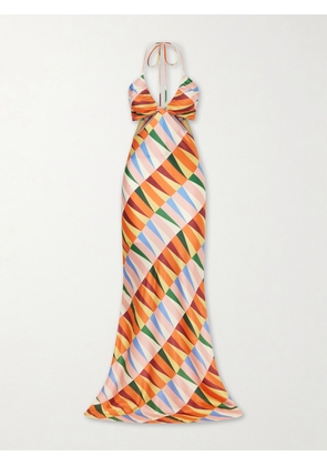 Cristiano Marcheli - Caterina Printed Silk-blend Satin Halterneck Maxi Dress - Multi - x small,small,medium,large,x large
