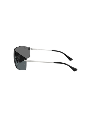 Ray-Ban Shield Sunglasses in Metallic Silver.