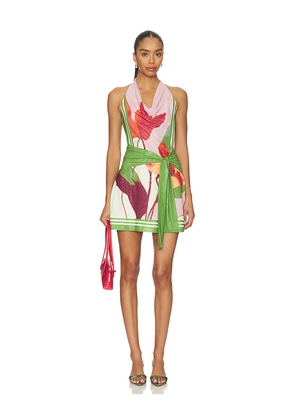 SOVERE Kalea Mini Dress in Pink,Green. Size XS. Also in L, M, S, XL.