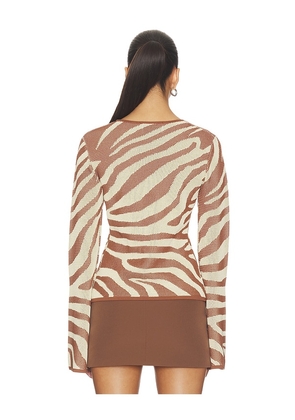 The Wolf Gang Sutton Knit Blouse in Brown,Neutral. Size XS. Also in S, M, L, XL.